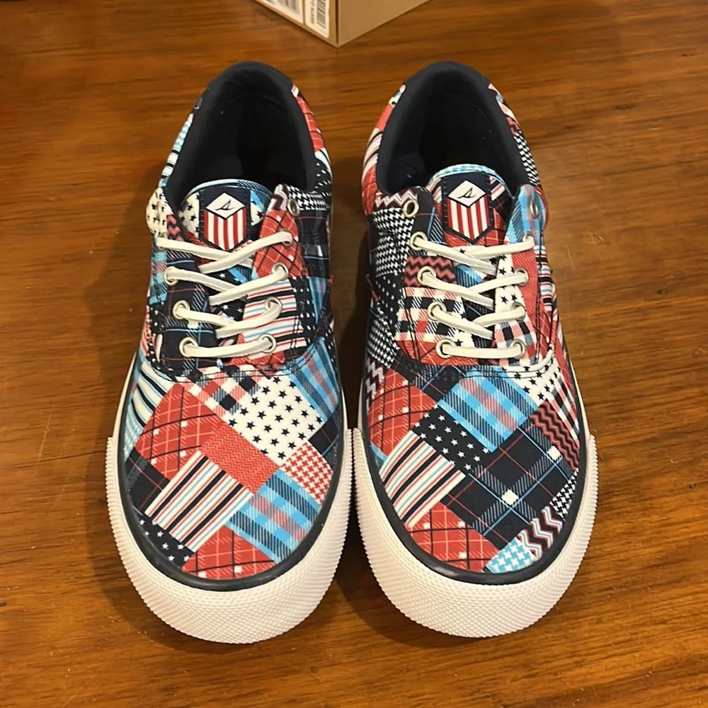Sperry Top Sider Striper USA Flag shoes sneakers new boat deck 4th of July Mens